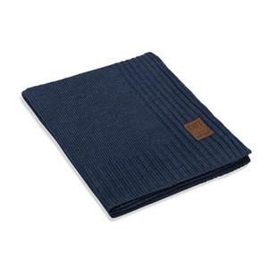 Knit Factory Uni Gebreid Plaid - Woondeken - Jeans - 160x130 cm