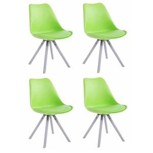 CLP Set van 4 eetkamerstoelen Toulouse Wit Rond Frame Kunstleer