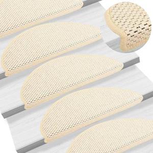 VidaXL Trapmatten zelfklevend 15 st sisal-look 65x25 cm crèmekleurig