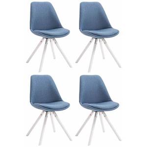 CLP Set van 4 eetkamerstoelen Toulouse Wit Rond Frame Stof