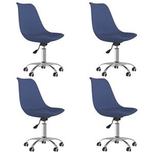 VidaXL Eetkamerstoelen draaibaar 4 st stof blauw