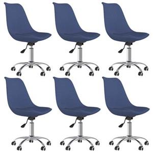 VidaXL Eetkamerstoelen draaibaar 6 st stof blauw