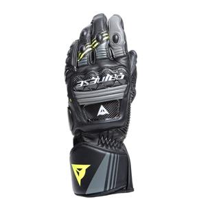 Dainese Druid 4 Leather Gloves Black Charcoal Gray Fluo Yellow