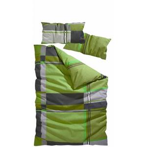 my home Bettwäsche "Nina im sportlichen Karo Design, aus 100% Baumwolle, Bettwäsche-Set in Linon oder Biber Qualität, Bett- und Kopfkissenbezug mit Knöpfen, nachhaltig", (2