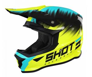 SHOT Furious Kid Versus Neon Yellow Turquoise Glossy Offroad Helmet