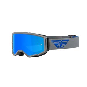 FLY Racing Zone Goggle Grey Blue W Sky Blue Mirror Smoke