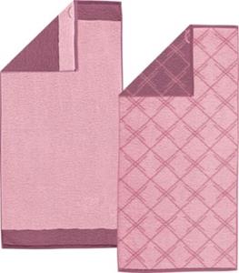 Erwin Müller Duschtuch  Grafik 2er-Pack Frottier, Jacquard Nagold rosa/rot Gr. 70 x 140