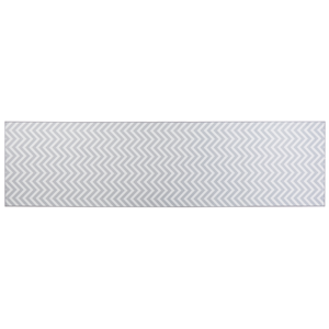 beliani Teppich Läufer grau/weiß Zickzack-Muster 80 x 300 cm Modern Saikheda - Weiß