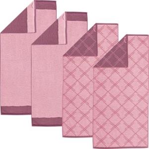 Erwin Müller Handtuch  Grafik 4er-Pack Frottier, Jacquard Nagold rosa/rot Gr. 50 x 100