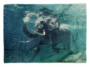 Sinus Art Handtücher »Handtuch Strandhandtuch Saunatuch Kuscheldecke mit Tiermotiv Elefant unter Wass« (1-St), Handtuch