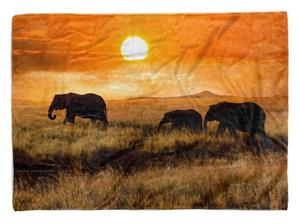 Sinus Art Handtücher »Handtuch Strandhandtuch Saunatuch Kuscheldecke mit Tiermotiv Elefanten Afrika S« (1-St), Handtuch