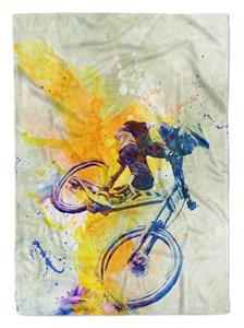 Sinus Art Handtücher »SplashArt Sport Handtuch Strandhandtuch Saunatuch Kuscheldecke Kunstvoll MTB Downhill Spo« (1-St), Handtuch