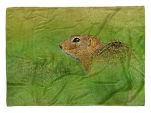 Sinus Art Handtücher »Handtuch Strandhandtuch Saunatuch Kuscheldecke mit Tiermotiv Erdhörnchen im Gra« (1-St), Handtuch