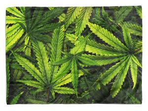 Sinus Art Handtücher »Handtuch Strandhandtuch Saunatuch Kuscheldecke mit Fotomotiv Cannabis Hanf Blät« (1-St), Handtuch