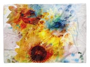 Sinus Art Handtücher »Handtuch Strandhandtuch Saunatuch Kuscheldecke mit Fotomotiv Sommer Sonnenblume« (1-St), Handtuch