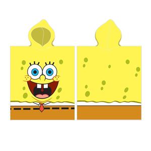 Sponge Bob Strandtuch Spongebob Poncho Strandtuch mit Kaputze 55 x 110 cm, mit Kapuze