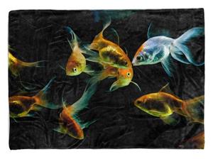 Sinus Art Handtücher »Handtuch Strandhandtuch Saunatuch Kuscheldecke mit Tiermotiv Fische Goldfische« (1-St), Handtuch