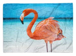 Sinus Art Handtücher »Handtuch Strandhandtuch Saunatuch Kuscheldecke mit Tiermotiv Flamingo Meer Sonn« (1-St), Handtuch