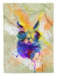 Sinus Art Handtücher »Handtuch Strandhandtuch Saunatuch Kuscheldecke SplashArt Tier Serie Kunstvoll Cool Cat Mo« (1-St), Handtuch