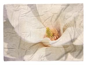 Sinus Art Handtücher »Handtuch Strandhandtuch Saunatuch Kuscheldecke mit Fotomotiv Magnolie Blume Wei« (1-St), Handtuch