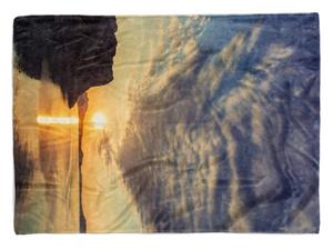 Sinus Art Handtücher »Handtuch Strandhandtuch Saunatuch Kuscheldecke mit Fotomotiv Sonnenuntergang Fe« (1-St), Handtuch