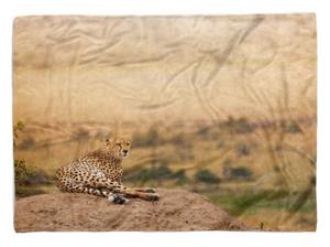 Sinus Art Handtücher »Handtuch Strandhandtuch Saunatuch Kuscheldecke mit Tiermotiv Gepard Afrika Sava« (1-St), Handtuch