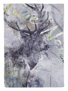 Sinus Art Handtücher »Handtuch Strandhandtuch Saunatuch Kuscheldecke SplashArt Tier Serie Kunstvoll Deer Motiv« (1-St), Handtuch