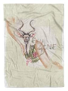 Sinus Art Handtücher »Handtuch Strandhandtuch Saunatuch Kuscheldecke Antilope Safari Blumen« (1-St), Handtuch
