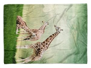 Sinus Art Handtücher »Handtuch Strandhandtuch Saunatuch Kuscheldecke mit Tiermotiv Giraffe auf Wiese« (1-St), Handtuch