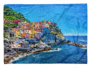 Sinus Art Handtücher »Handtuch Strandhandtuch Saunatuch Kuscheldecke mit Fotomotiv Manarola Italien M« (1-St), Handtuch