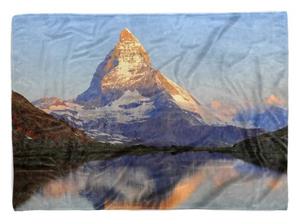 Sinus Art Handtücher »Handtuch Strandhandtuch Saunatuch Kuscheldecke mit Fotomotiv Matterhorn Berggipfel Bergse« (1-St), Handtuch