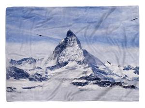 Sinus Art Handtücher »Handtuch Strandhandtuch Saunatuch Kuscheldecke mit Fotomotiv Matterhorn Berggipfel Schnee« (1-St), Handtuch