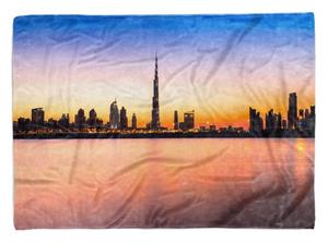 Sinus Art Handtücher »Handtuch Strandhandtuch Saunatuch Kuscheldecke mit Fotomotiv Dubai bei Nacht Sk« (1-St), Handtuch