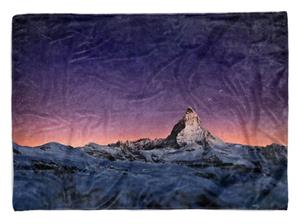 Sinus Art Handtücher »Handtuch Strandhandtuch Saunatuch Kuscheldecke mit Fotomotiv Matterhorn Berggipfel Sterne« (1-St), Handtuch