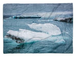 Sinus Art Handtücher »Handtuch Strandhandtuch Saunatuch Kuscheldecke mit Fotomotiv Meer Eis Eisberg A« (1-St), Handtuch