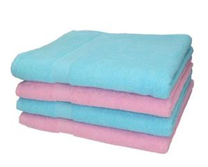 Betz Duschtücher »4 Stück Duschtücher Palermo 100% Baumwolle 70 x 140 cm rosé und türkis«