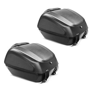 Craftride 2x Motorrad Topcase  T3 Universal Koffer für Custombikes Kunstleder inkl. Montageplatte Spar-Set