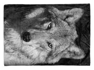 Sinus Art Handtücher »Handtuch Strandhandtuch Saunatuch Kuscheldecke mit Tiermotiv grauer Wolf« (1-St), Handtuch