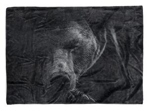 Sinus Art Handtücher »Handtuch Strandhandtuch Saunatuch Kuscheldecke mit Tiermotiv großer Bär Schwarz« (1-St), Handtuch