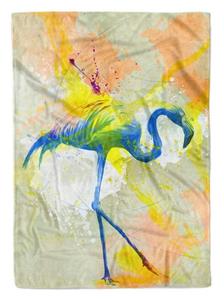 Sinus Art Handtücher »Handtuch Strandhandtuch Saunatuch Kuscheldecke SplashArt Tier Serie Kunstvoll Flamingo I« (1-St), Handtuch