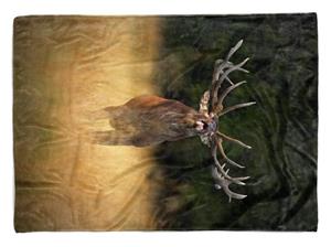 Sinus Art Handtücher »Handtuch Strandhandtuch Saunatuch Kuscheldecke mit Tiermotiv Hirsch Geweih Natu« (1-St), Handtuch