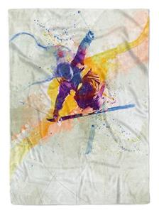 Sinus Art Handtücher »SplashArt Sport Handtuch Strandhandtuch Saunatuch Kuscheldecke Kunstvoll Skikunstspringen« (1-St), Handtuch