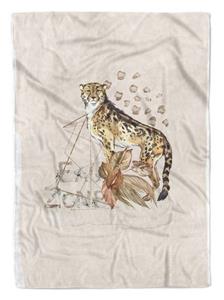 Sinus Art Handtücher »Handtuch Strandhandtuch Saunatuch Kuscheldecke Gepard Kunstvoll Afrika« (1-St), Handtuch