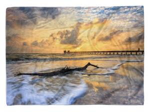 Sinus Art Handtücher »Handtuch Strandhandtuch Saunatuch Kuscheldecke mit Fotomotiv Meer Steg Himmel S« (1-St), Handtuch