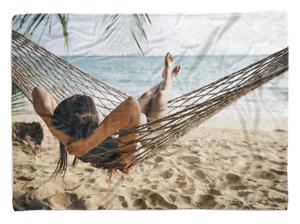 Sinus Art Handtücher »Handtuch Strandhandtuch Saunatuch Kuscheldecke mit Fotomotiv Strand Meer Urlaub« (1-St), Handtuch