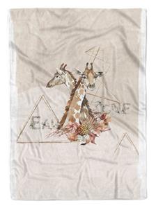 Sinus Art Handtücher »Handtuch Strandhandtuch Saunatuch Kuscheldecke Giraffen Afrika Blumen S« (1-St), Handtuch