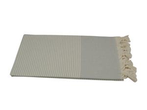 My Hamam Strandtuch »Hamamtuch grau beige 100x175 cm Strandtuch« (1-St), mit schönen Fransen