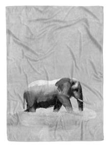 Sinus Art Handtücher »Handtuch Strandhandtuch Saunatuch Kuscheldecke Grau Elefant Motiv« (1-St), Handtuch