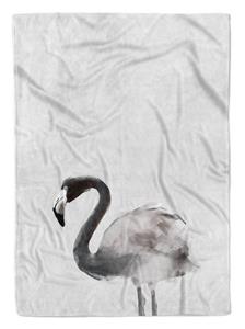 Sinus Art Handtücher »Handtuch Strandhandtuch Saunatuch Kuscheldecke Grau Flamingo Motiv« (1-St), Handtuch