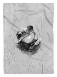 Sinus Art Handtücher »Handtuch Strandhandtuch Saunatuch Kuscheldecke Grau Frosch Motiv Süß« (1-St), Handtuch